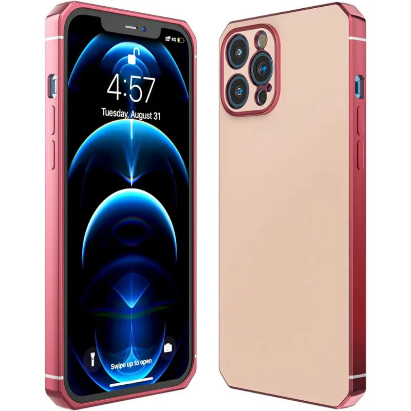 Compatível com capa fosca para iPhone 12 Pro Max, estético, eletroplaca fosca, proteção total da lente da câmera e cantos chanfrados, capas à prova de choque, 6,7 polegadas - rosa doce