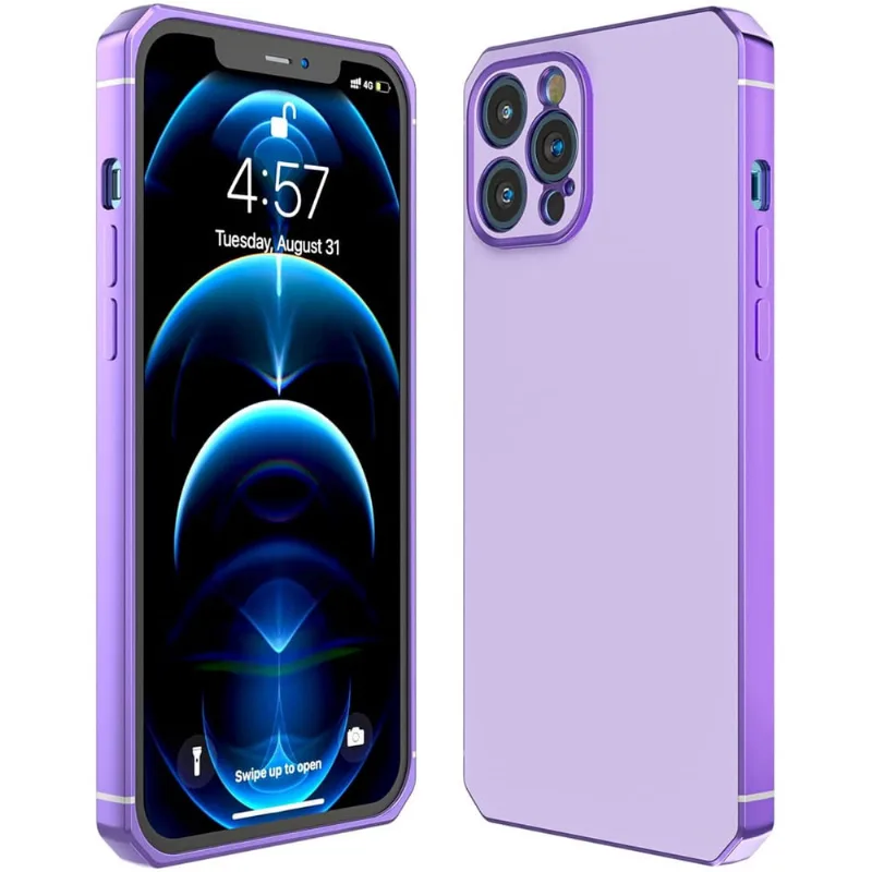 Compatível com iPhone 12 Pro Max, capa de luxo estética para mulheres, capa amortecedora com borda galvanizada, proteção total da lente da câmera e cantos de borda chanfrada, capas à prova de choque,