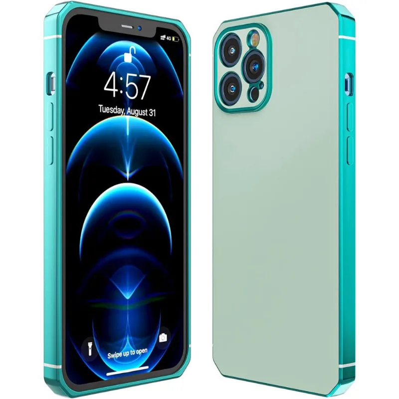 Compatível com iPhone 12 Pro Max Capa fofa para mulheres Capa anti-impressão digital com amortecedor de galvanoplastia Proteção total da lente da câmera Cantos de borda chanfrada à prova de choque Cap