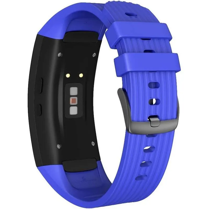 Pulseira de relógio compatível Samsung Gear Fit2 Pro Band Solft Silicone Gear Fit2 para pulseiras Samsung Gear Fit2 Pro Smartwatch (azul escuro, pequeno)