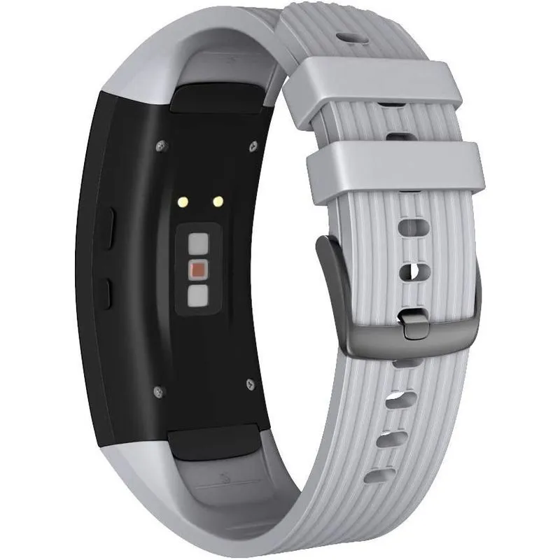 Pulseira de relógio compatível Samsung Gear Fit2 Pro Band Solft Silicone Gear Fit2 para Samsung Gear Fit2 Pro Smartwatch Bans (cinza, grande)