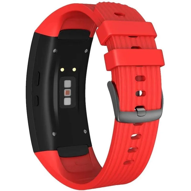 Pulseira de relógio compatível Samsung Gear Fit2 Pro Band Solft Silicone Gear Fit2 para Samsung Gear Fit2 Pro Smartwatch Bans (vermelho, grande)