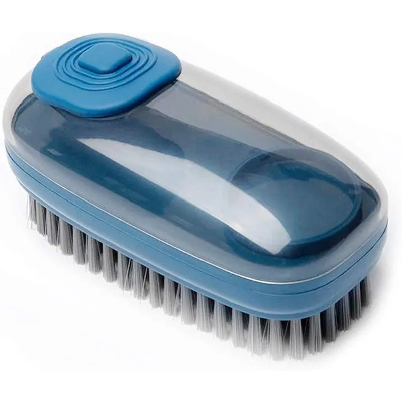 Escova de esfregar multifuncional, escovas de limpeza domésticas fáceis de segurar, escova de lavar roupa macia reutilizável e escova de limpeza de sapatos (azul escuro)
