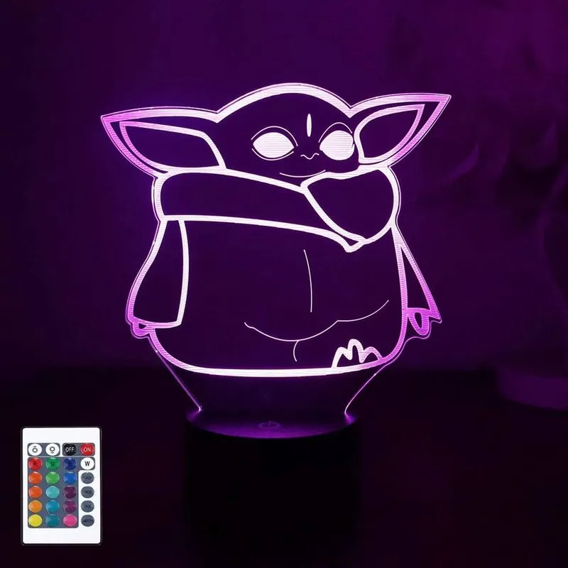 Luz noturna 3D, candeeiro de mesa com efeito holograma com ilusão led, abajur de decoração com mudança de cor 16, luz de mesa de cabeceira com carga USB com controle remoto, presentes de aniversário d