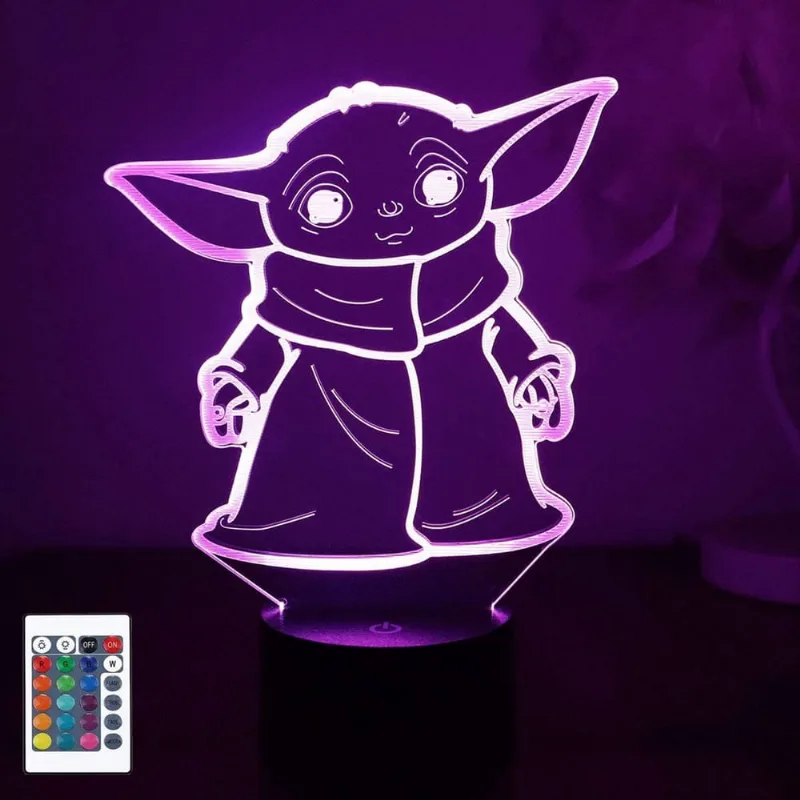 Luz noturna 3D, candeeiro de mesa com efeito holograma com ilusão led, abajur de decoração com mudança de cor 16, luz de mesa de cabeceira com carga USB com controle remoto, presentes de aniversário d