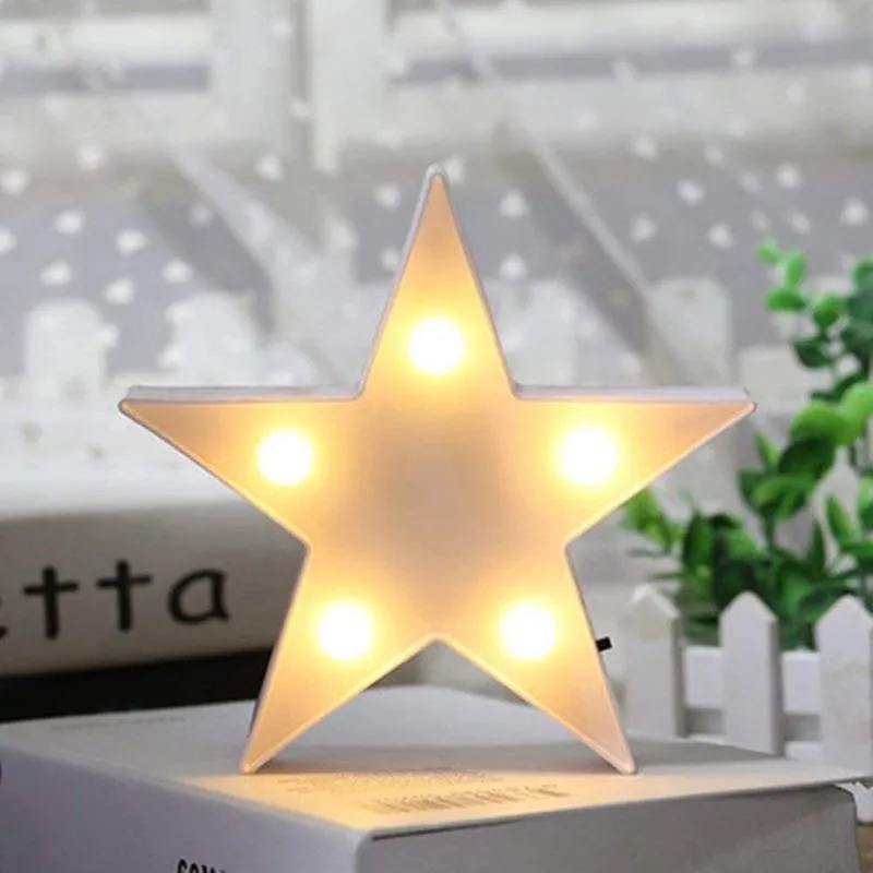Lâmpada noturna huoguo LED estrela de plástico, decoração de parede de berçário para Natal, festa de aniversário, quarto de crianças, abajur de mesa de quarto de bebê (branco)