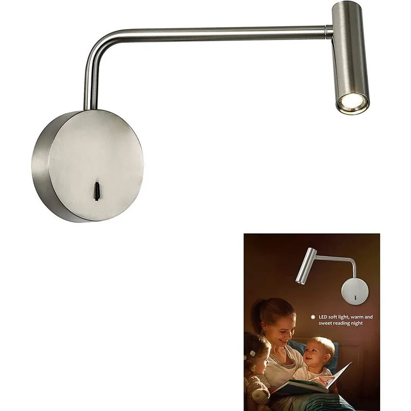 Luminária de leitura montada na parede com braço oscilante Luminárias de cabeceira para arandelas com fio de quarto com interruptor LED montado para decoração de casa Luminárias de parede internas (pr