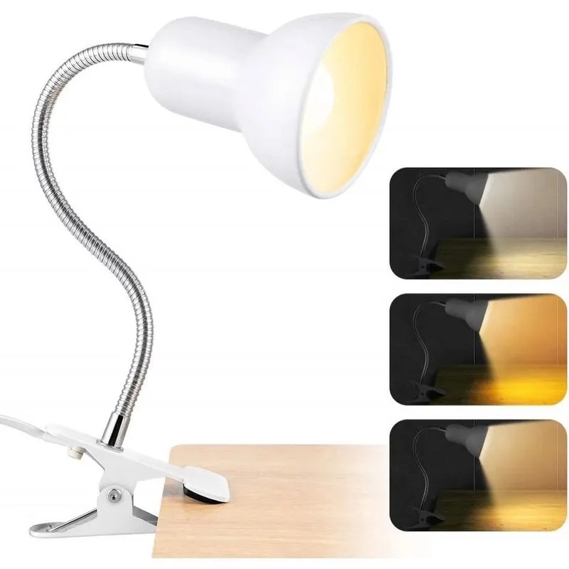 Luminária de mesa, luz de mesa com 3 modos de cor, lâmpada de fixação com função de cuidar dos olhos para quarto, sala de estudo e escritório (branco)