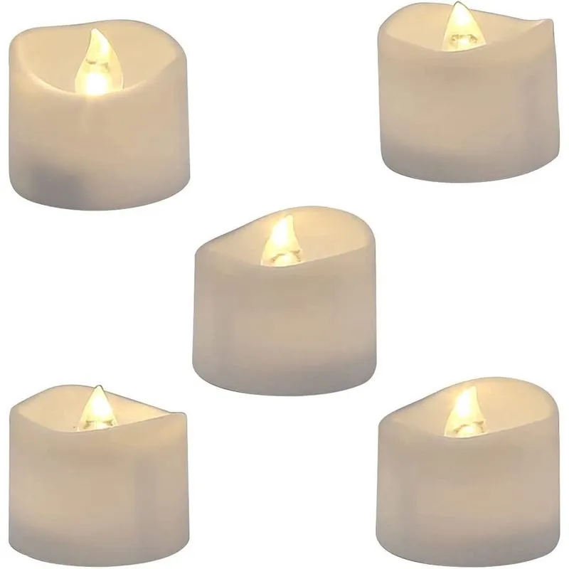 Velas de luzes de chá sem chama huoguo, últimas 5 dias de velas votivas LED operadas por bateria, 12 peças de tealights cintilantes com luz branca quente para casamento, dia dos namorados, Halloween,