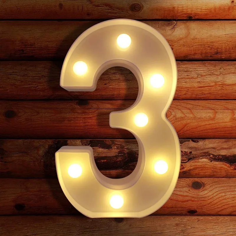 Números iluminados da Huoguo, luz de LED para iluminação noturna para decoração de parede, acende letras de casamento/festa de aniversário alimentadas por bateria luzes de números de decoração de Nata