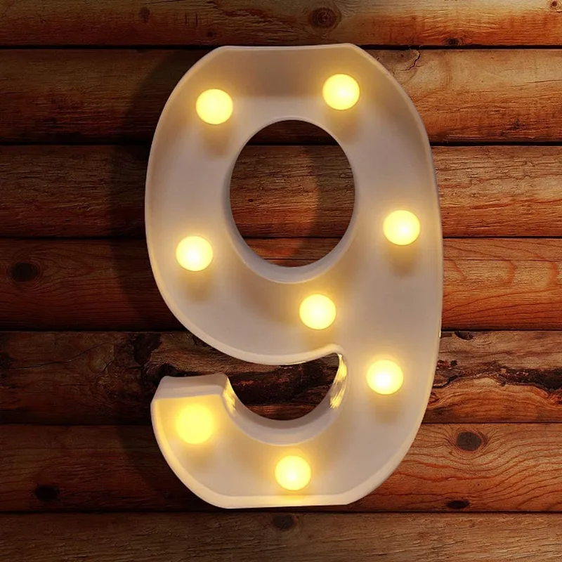 Números iluminados da Huoguo, luz de LED para iluminação noturna para decoração de parede, acende letras de casamento/festa de aniversário alimentadas por bateria luzes de números de decoração de Nata