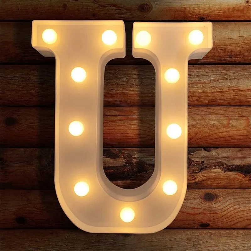 Luzes de LED para letras da Huoguo iluminam para luz noturna, letreiro alfabeto para decoração de parede, letras iluminadas para festas de casamento/aniversário, luzes de Natal alimentadas por bateria