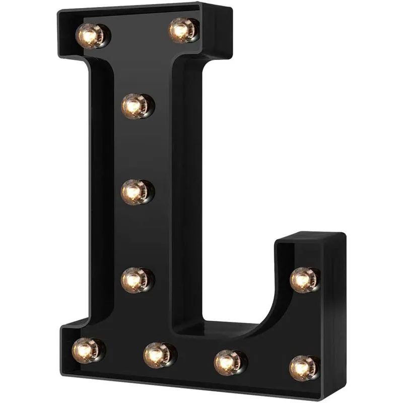Novo design de letras de LED números luzes 26 alfabeto e algarismos arábicos 0-9 lâmpadas decorativas pretas de letreiro para eventos, festa de casamento, aniversário, bar em casa (preto frio, g)