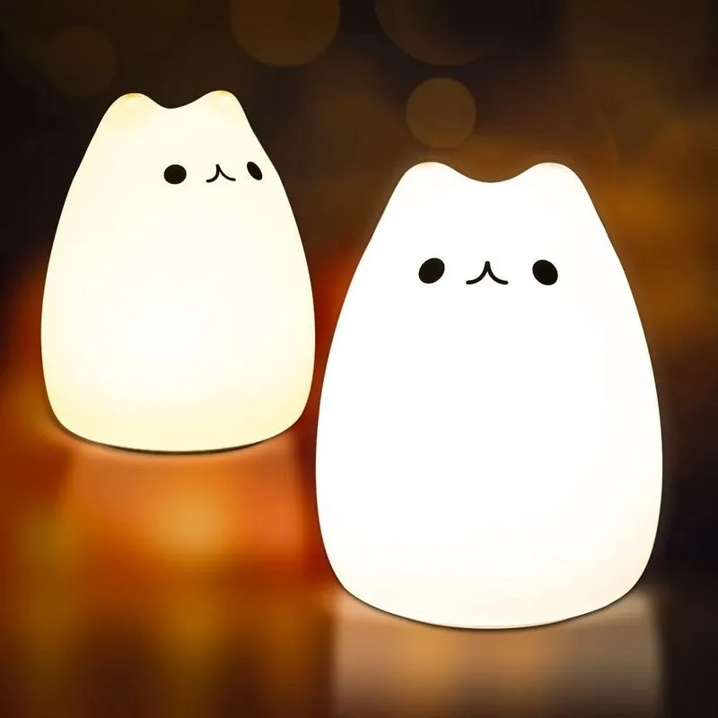 Luzes noturnas para o quarto das crianças, lâmpada de gato mole huoguo para decoração de mesa, Kawaii Anime Silicon Light Up para bebês meninas, presentes fofos com tema de gato para amantes de gatos