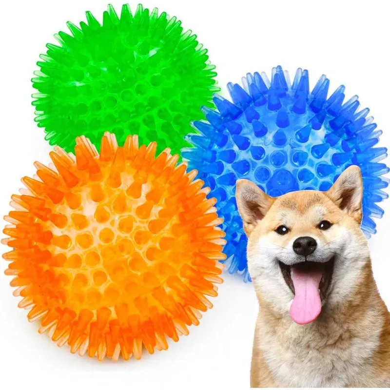 Huoguo Squeaky Balls for Dogs Small, Fetch Balls for Dogs Rubber 6 Pack Balls tpr Puppy Toys Bolas de brinquedo para cães Brinquedos Squeaky Ball Spike Ball Dog Chew Toys para pequenos