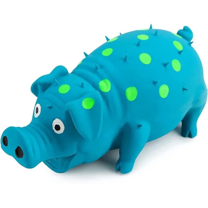 Brinquedos para cães porcos estridentes huoguo, brinquedo para cães porcos grunhidos de látex azul para alívio da ansiedade para cães, brinquedos para mastigar filhotes, brinquedo para apertar cães