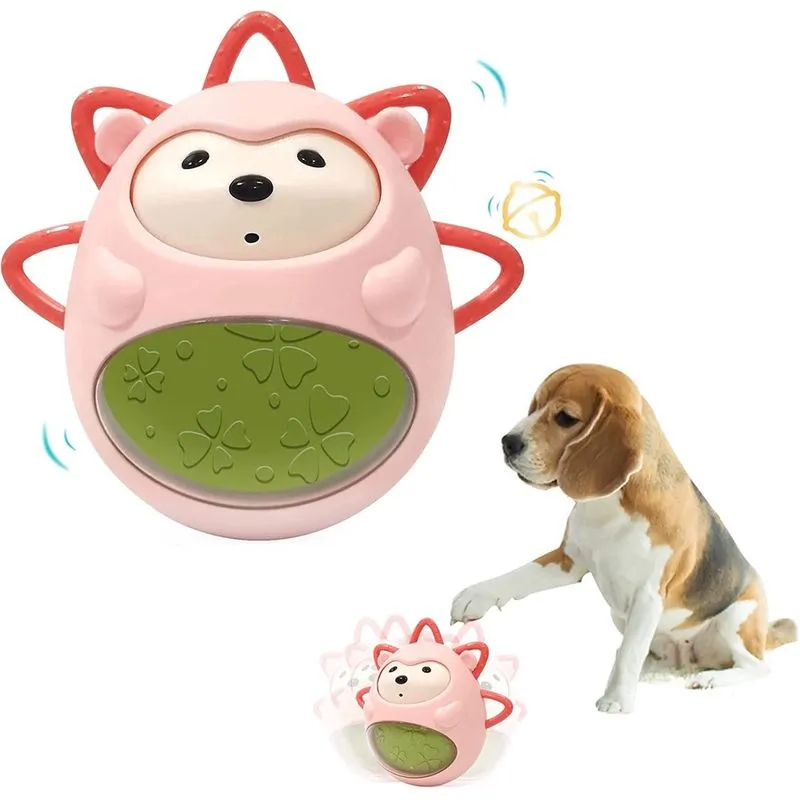 Huoguo Wibble Wobble Ball para cães, tilintando quando tocado, brinquedos duráveis para cães com modelagem de ouriço