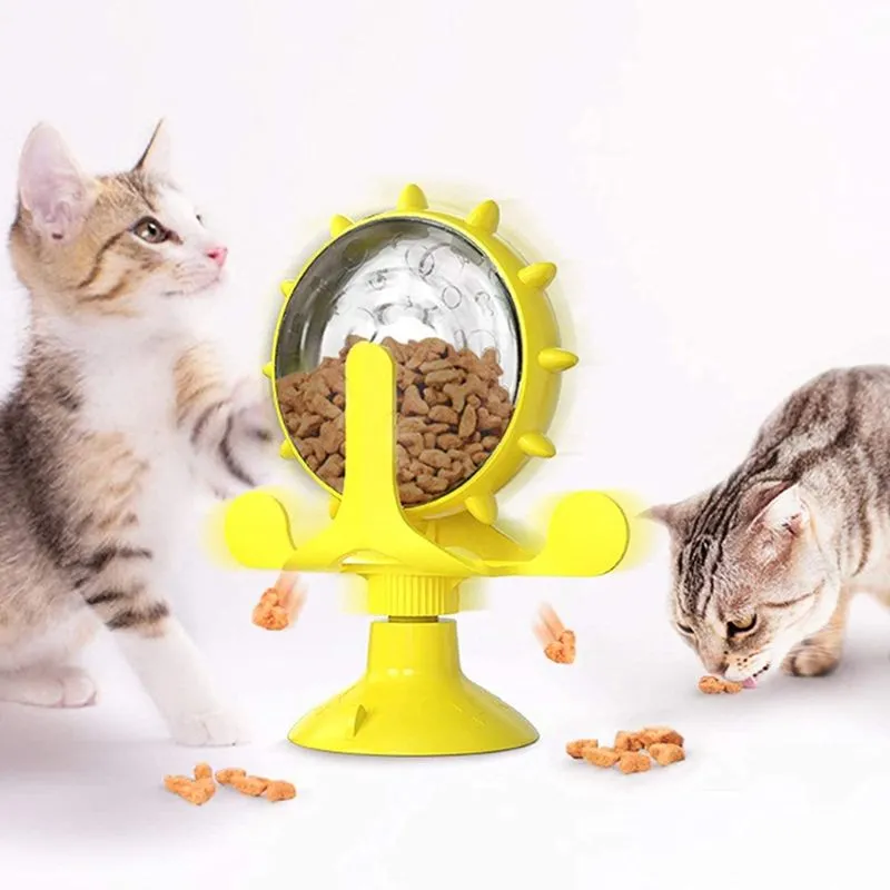 Quebra-cabeça educativo interativo para gatos e cães huoguo, brinquedo dispensador de comida lenta, dispensador de lanche giratório 360° para moinho de vento, brinquedo interativo multifuncional diver