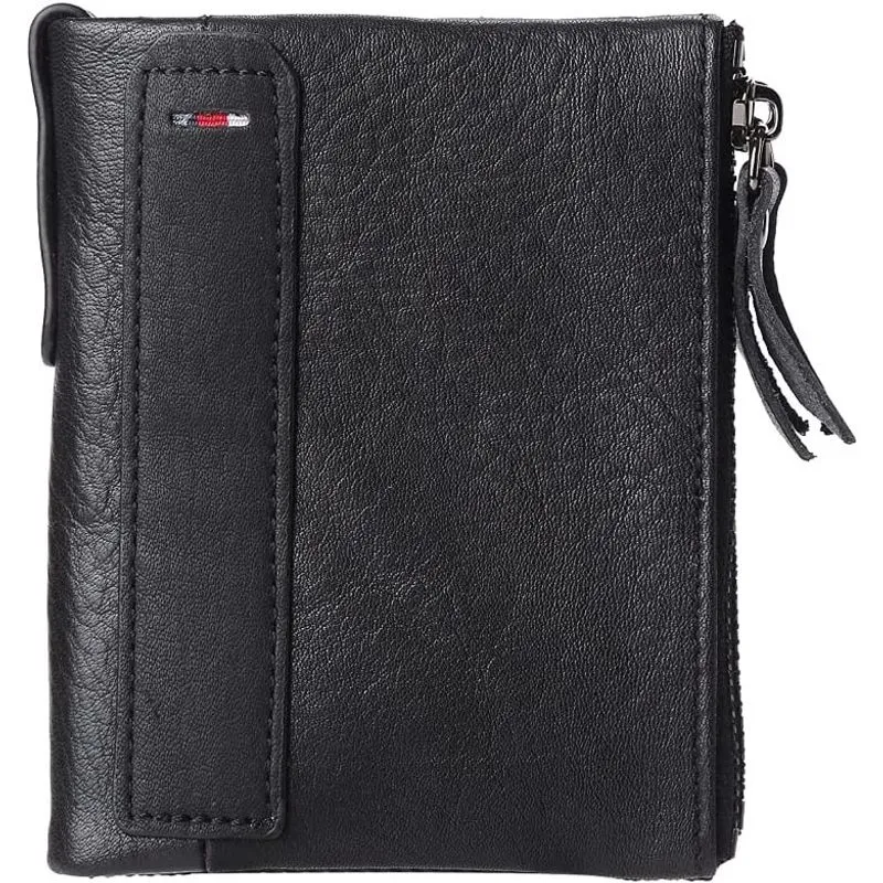Carteira masculina e organizador de dinheiro New Nature Leather (marrom escuro) (preto)