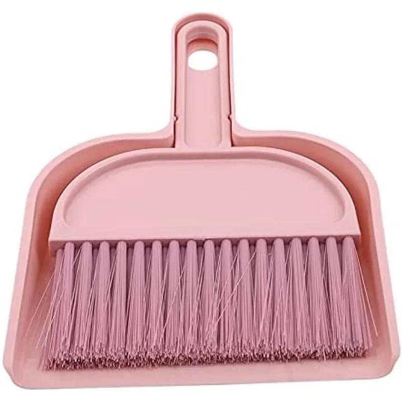 Conjunto de mini pá de lixo e vassoura huoguo Escova de vassoura para animais de estimação Escova de limpeza de varredura de mesa para coelhos répteis e outros animais pequenos, rosa