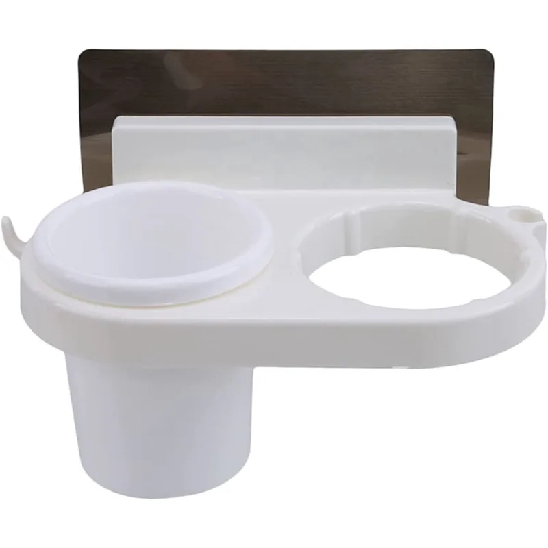 Suporte para secador de cabelo huoguo Suporte para alisador Organizador de montagem na parede Tipo pendurado na parede sem perfurar Rack de armazenamento de banheiro, branco