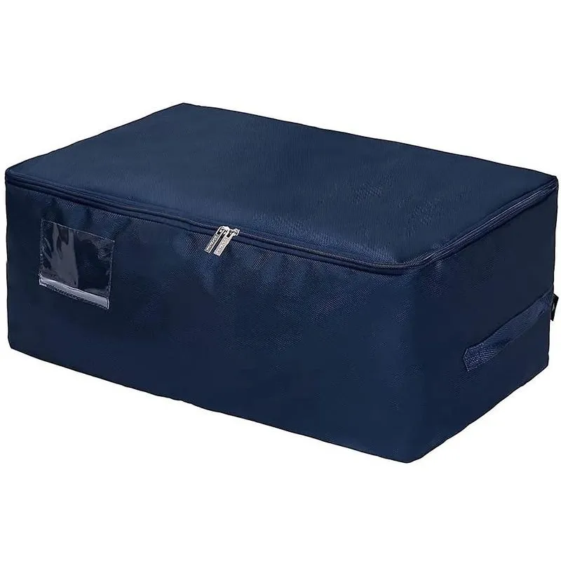 1 peça de rack de roupas extra grande cômodas embaixo da cama, bolsas organizadoras dobráveis para edredons (azul escuro, xxl)