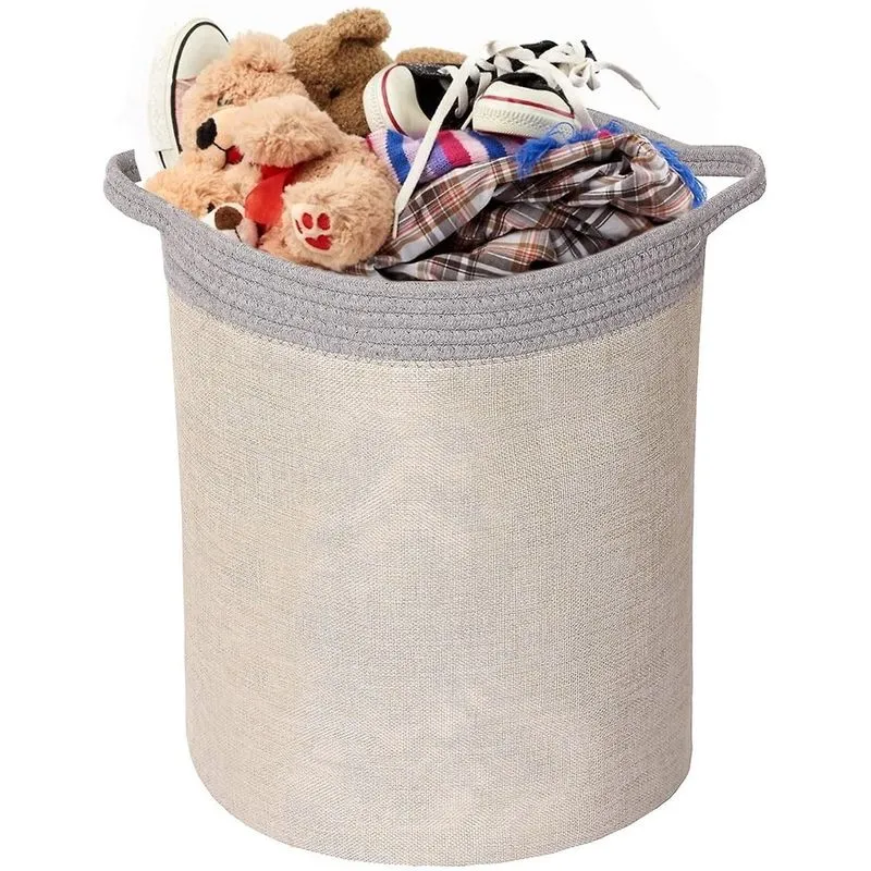Cesto de roupa suja Bolsa de armazenamento portátil Tecido impermeável Cestos de lavanderia dobráveis Organizador de roupas de brinquedo com grande capacidade (cinza x-cáqui)