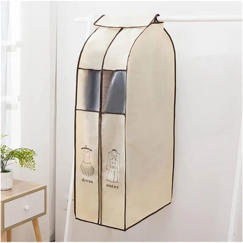 Capas de roupas Roupas não tecidas Capa protetora contra poeira Guarda-roupa Vestido de suspensão Capa protetora contra poeira Vestido Terno Casaco Armazenamento Bolsa Organizador de estojos (Cor: Pre