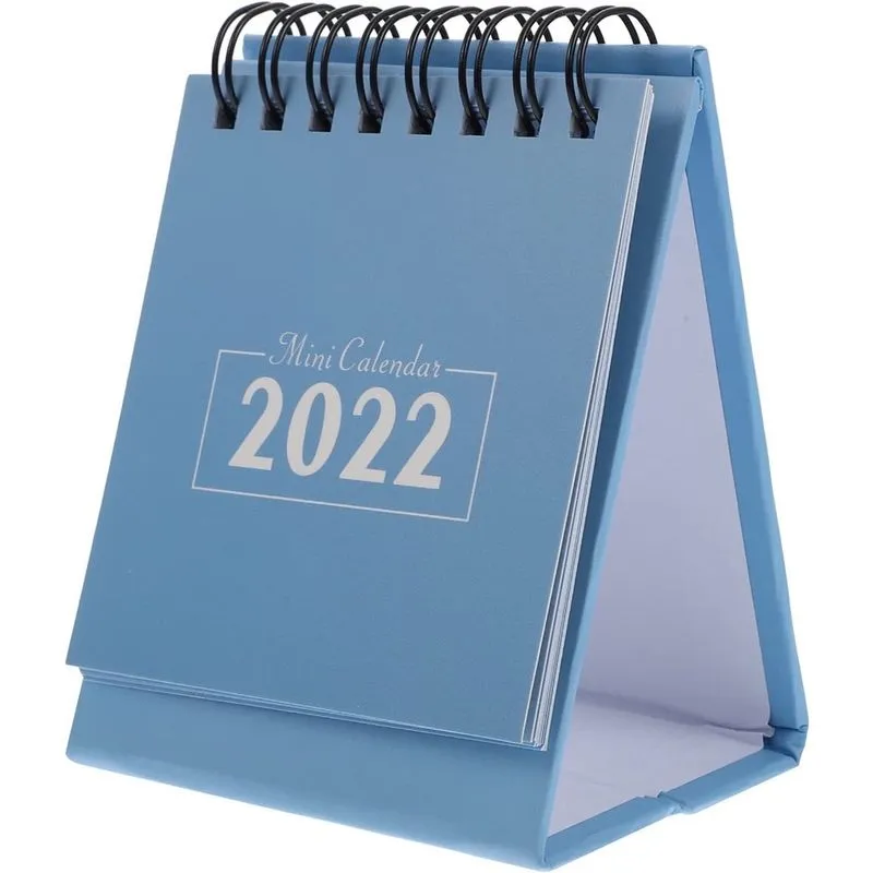2022 Desktop Calendar 1Pc, Mini Stand Up Table Calendars Bobina de mesa diy Memo Pad Organizador de agenda anual Planejador de programação para escola, casa, escritório - cinza