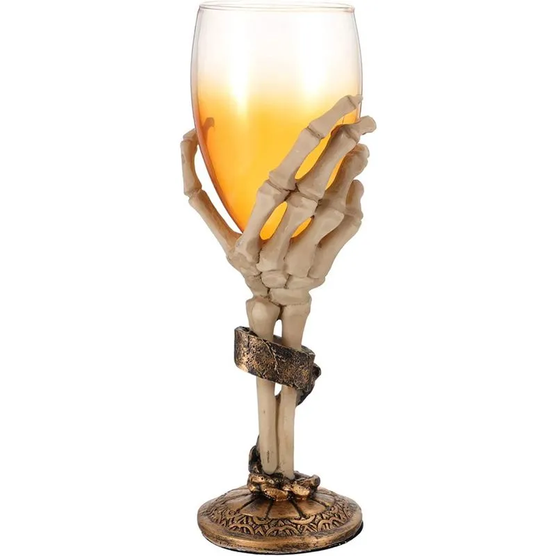 Cálice de vinho de Halloween, 1 Pc Mão Esquelética Vintage Skull Bones Armor Cup Royal Orcskull Cup Decorativo Champanhe Brindando Drinkware Suprimentos de festa de Halloween Cobre 19.5X5.5X5.5CM
