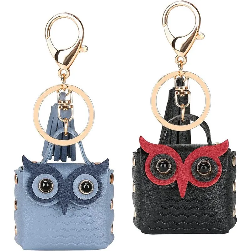 Chaveiro fofo coruja pacote com 2 chaveiros de coruja de couro com fecho de lagosta chaveiro moeda de borla? Bolsa? Chaveiro para mulheres, homens, crianças, bolsa, mochila, carteira, decoração, prese
