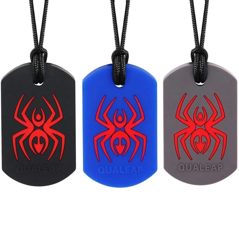 Colar mastigável sensorial de aranha para crianças - 3 unidades, mordedor para dentição, autismo