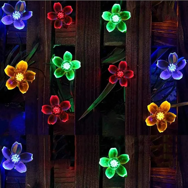 Luzes de corda solares para jardim, 23 pés 8 modos 50 LED Blossom Luzes de fadas movidas a energia solar Luzes de corda de flores ao ar livre à prova d'água para pátio, quintal, árvore, casa, gramado,