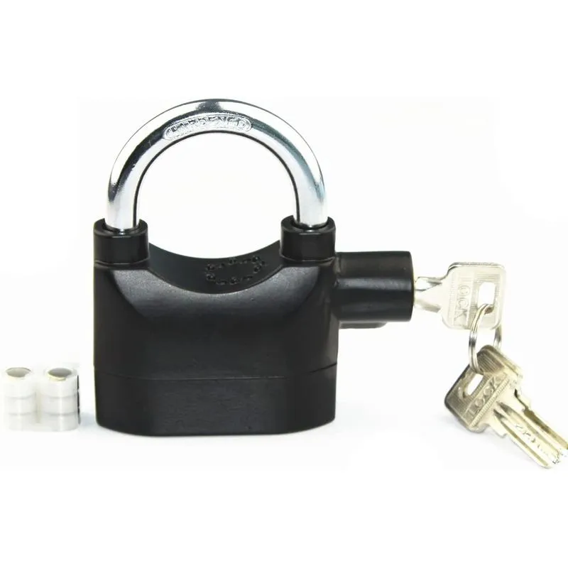 Fechadura De Alarme De Segurança Universal De 110dba Para Porta, Cadeado De Bicicleta A Motor Com 3 Chaves - Preto