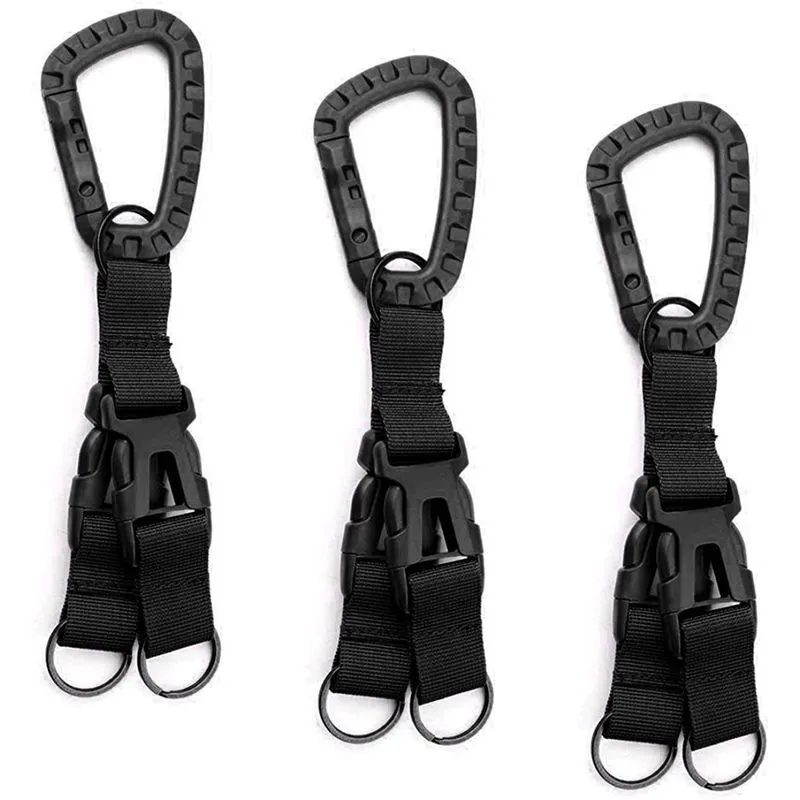 3 pçs engrenagem tática mosquetão clipe mochila de nylon pendurado fivela chaveiro