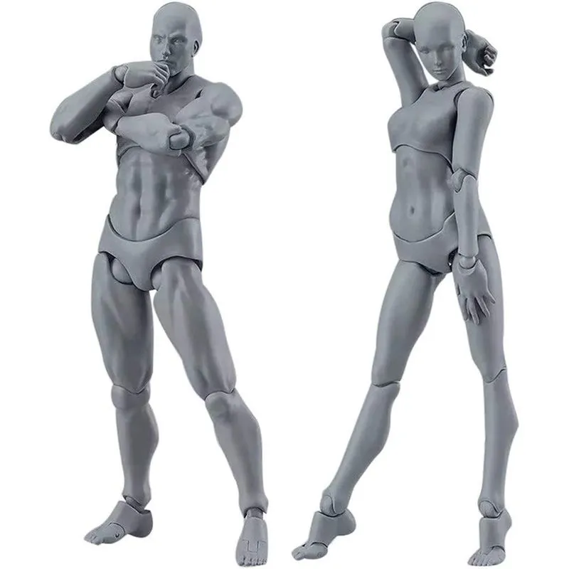 Kit de Figuras Articuladas Homem e Mulher + Acessórios - Ilustração, Pintura e Desenho