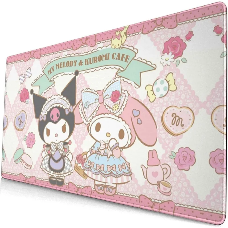 Tapete de mouse texturizado Lovely and My Melody, mouse pad antiderrapante para laptops, computadores e PCs.40cm x 75cm. Preto/1 Tamanho Único