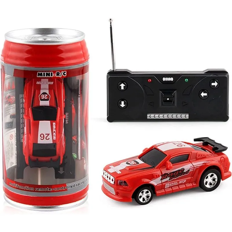 Mini carro rc, 1 conjunto de carro de controle remoto micro com bloqueios de estradas design de latas de coca simulação criativa brinquedo de carro de corrida presente infantil vermelho tamanho único