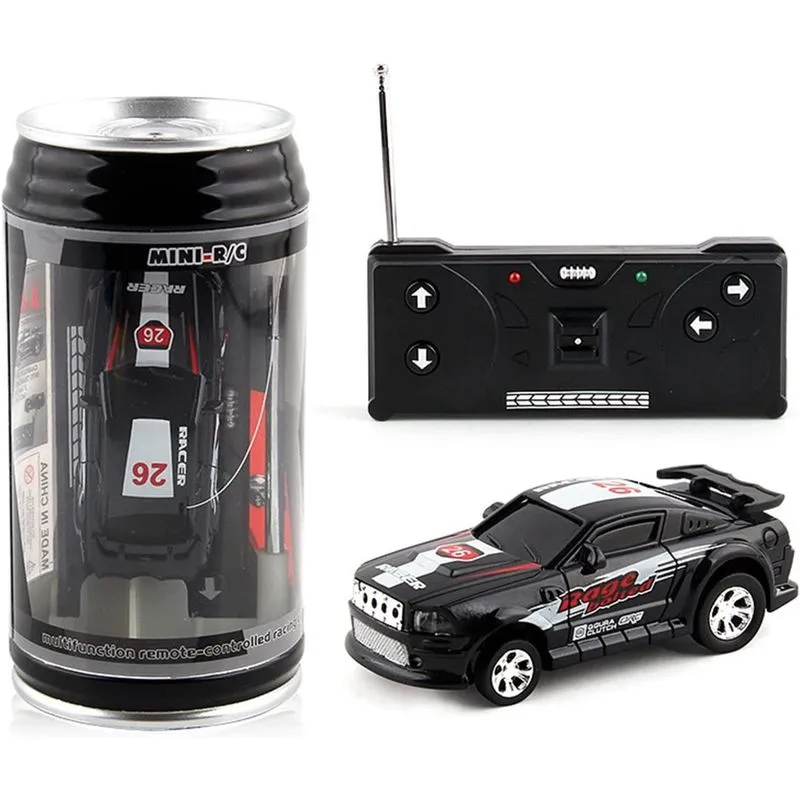 Mini carro rc, 1 conjunto de carro de controle remoto micro com bloqueios de estradas Design de latas de coca simulação criativa brinquedo de carro de corrida presente infantil preto tamanho único
