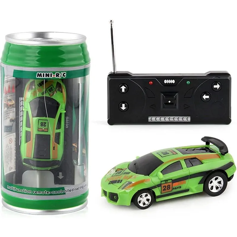 Mini carro rc, 1 conjunto de carro de controle remoto micro com bloqueios de estradas Design de latas de coca simulação criativa brinquedo de carro de corrida presente infantil verde tamanho único