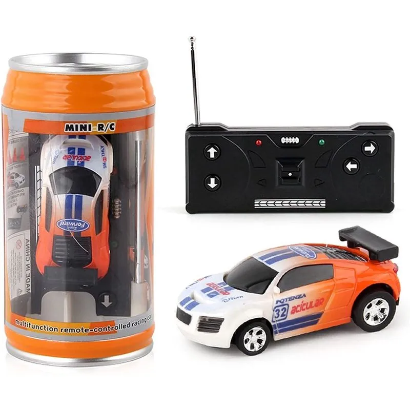 Mini carro rc, 1 conjunto de carro de controle remoto micro com bloqueios de estradas Design de latas de coca simulação criativa brinquedo de carro de corrida presente infantil laranja tamanho único