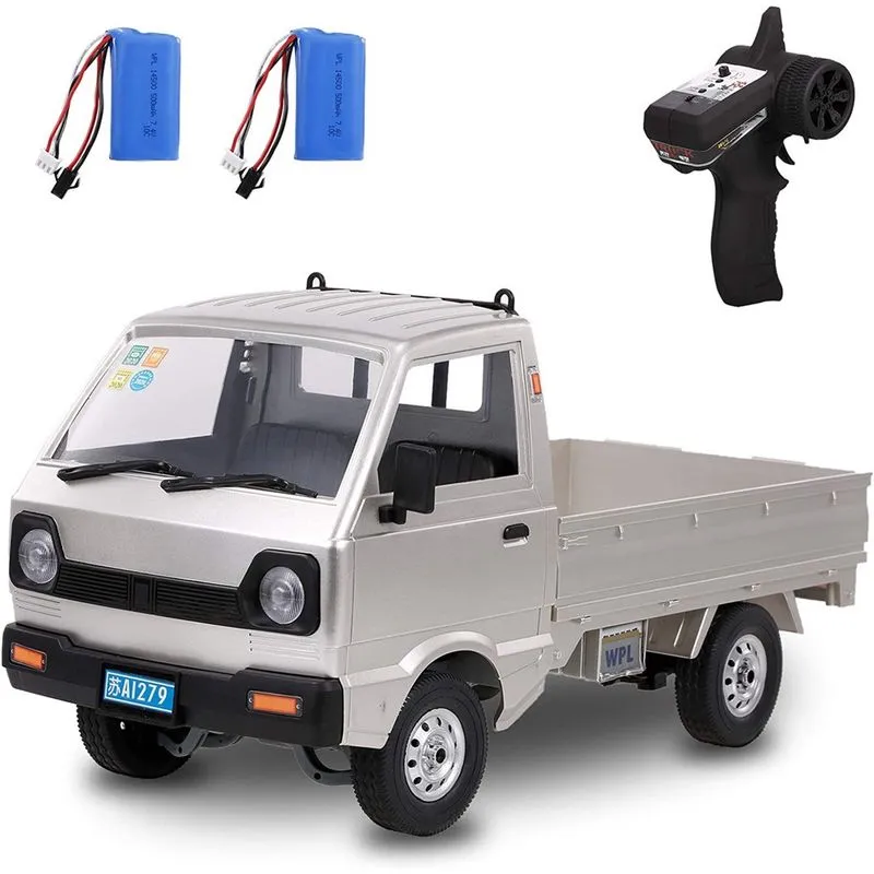 Carro rc wpl D12, 1/10 Escala 2.4Ghz, Tração Traseira, Luzes LED e Motor Escovado, 2 Baterias Inclusas