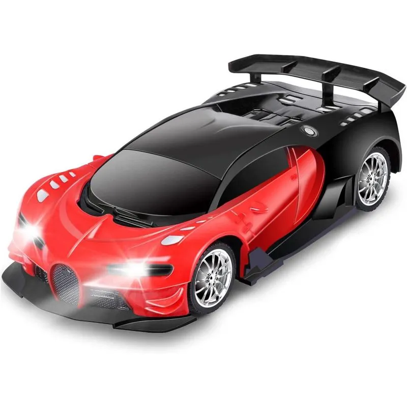 Carro de controle remoto para crianças - Corrida de brinquedos remotos elétricos de escala 1/16, com luzes led, veículo de brinquedo de passatempo recarregável de alta velocidade, presentes de carro r