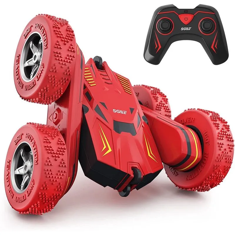 Rc Stunt Car Toy, carro de controle remoto com rotação de 360 lados para menino, crianças, menina, vermelho