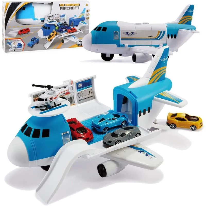 Conjunto de transporte de carga de avião para crianças de 3 anos (azul)