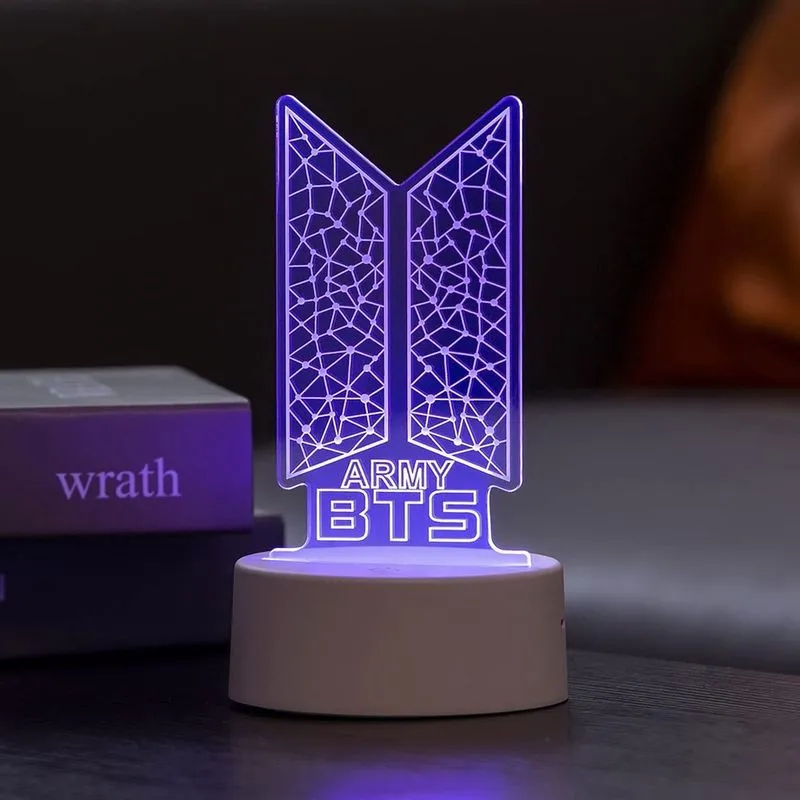 Kpop bts Bangtan Meninos 7 Cores LED Acrílico Luz Noturna Crianças Lâmpadas de Cabeceira Quarto Casa Decoração do Quarto para Fãs do Exército Presentes