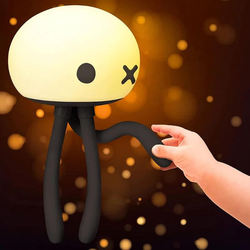 Luminária noturna infantil fofa para bebês e adolescentes, abajur de cabeceira de silicone recarregável regulável com tripé flexível, luzes noturnas de berçário Kawaii para amamentação, cuidados com o