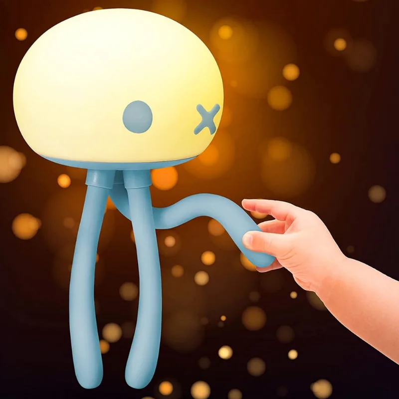 Luminária noturna infantil fofa para bebês e adolescentes, abajur de cabeceira de silicone recarregável regulável com tripé flexível, luzes noturnas de berçário Kawaii para amamentação, cuidados com o