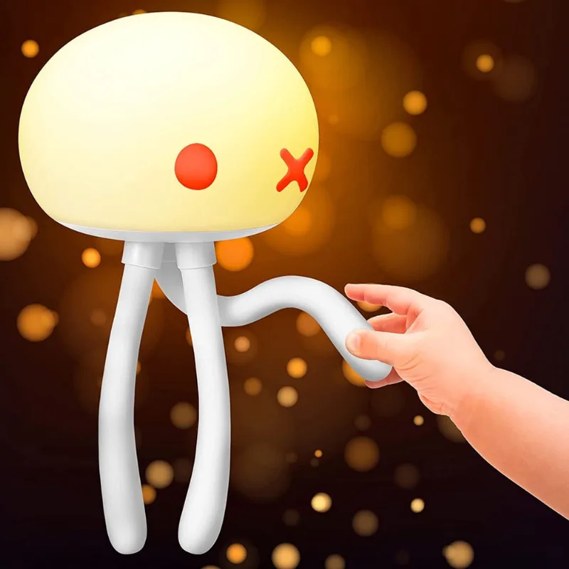 Luminária noturna infantil fofa para bebês e adolescentes, abajur de cabeceira de silicone recarregável regulável com tripé flexível, luzes noturnas de berçário Kawaii para amamentação, cuidados com o