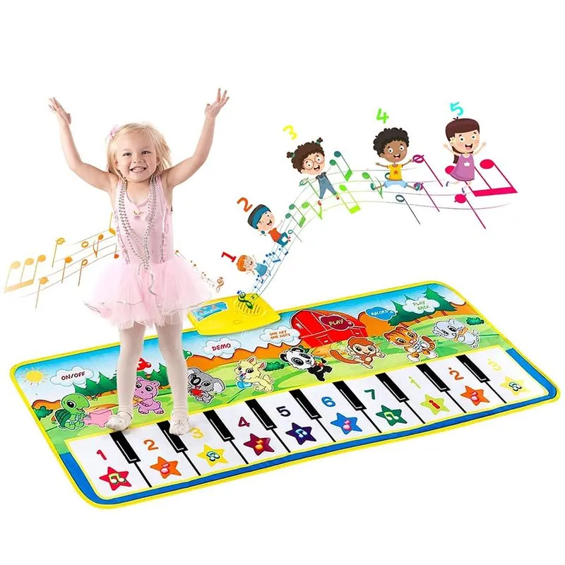 Tapete de piano, teclado musical, tapete de jogo de música eletrônica, cobertor de dança, brinquedos educativos precoces para meninos, meninas, aniversário, presentes de Natal para crianças, verde, 1